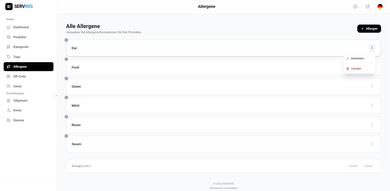 Allergens Management