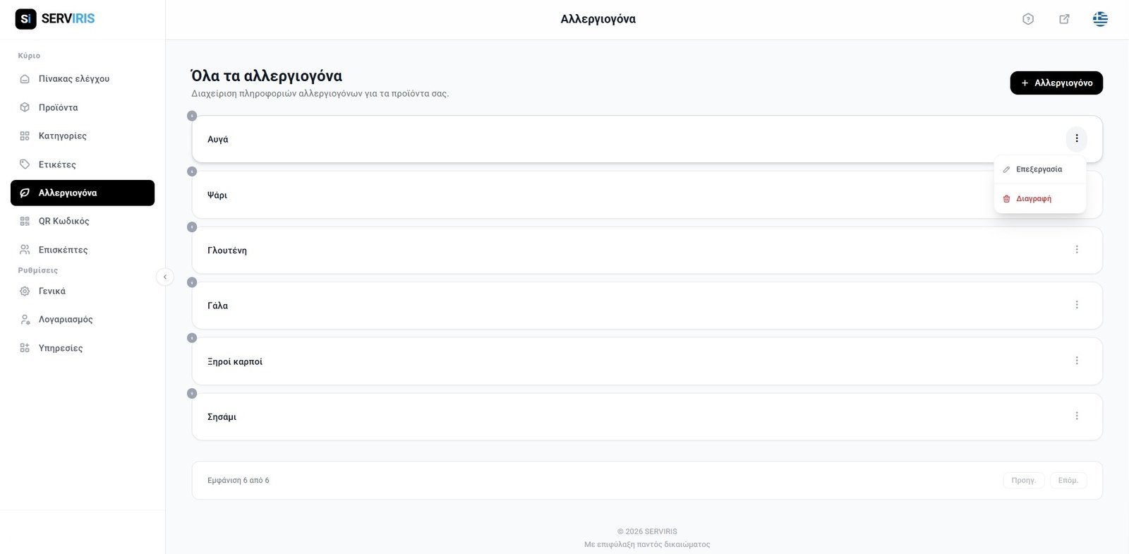 Allergens Management