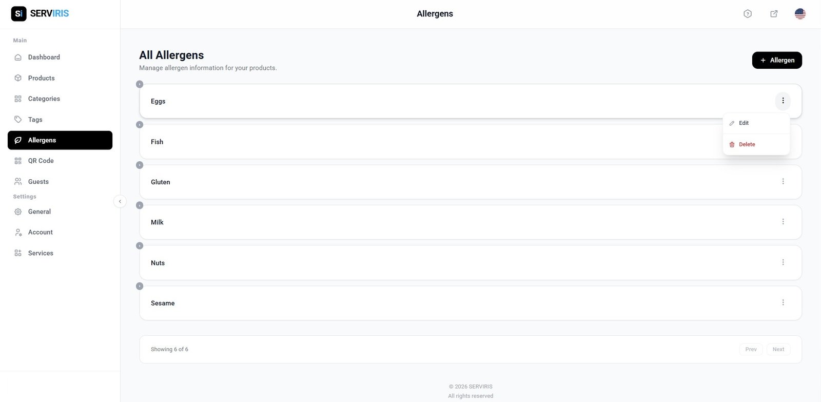 Allergens Management